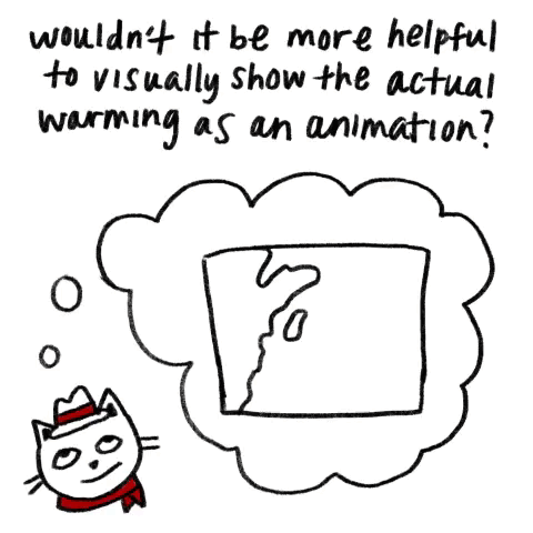 Wouldn't it be more helpful to visually show the actual warming as an animation?